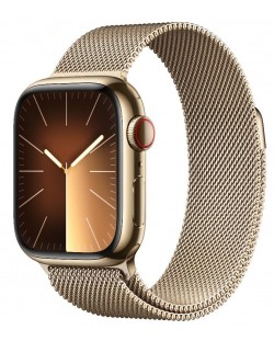Смарт часовник Apple - Watch S9, GPS + Cellular, 45mm, Gold Milanese Loop