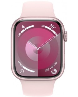 Смарт часовник Apple - Watch S9, 45mm, 1.9'', S/M, Light Pink Sport Band