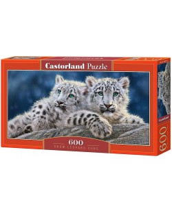 Панорамен пъзел Castorland от 600 части - Бебета снежни леопарди