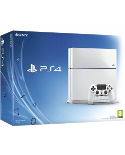 Sony PlayStation 4 - Glacier White (500GB) + подарък 2 игри за PS4