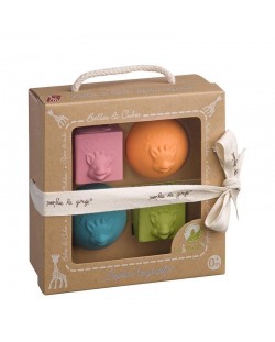 Комплект цветни кубчета и топки Sophie la Girafe - So Pure