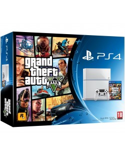 Sony PlayStation 4 (Glacier White) & Grand Theft Auto V Bundle