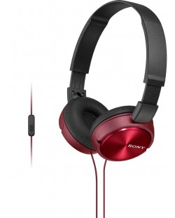 Слушалки с микрофон Sony MDR-ZX310AP - червени