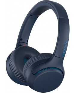 Безжични слушалки с микрофон Sony - WH-XB700, сини