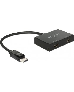 Сплитер Delock - 87666, DisplayPort 1.2/2 x HDMI, черен