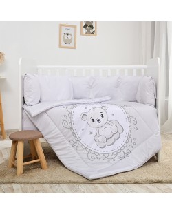 Бебешки спален комплект Lorelli - Лили, 60 х 120 cm, Мечо, сив 