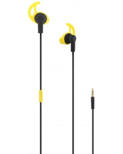 Спортни слушалки с микрофон T'nB - Sport Running, жълти/черни