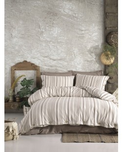 Спален комплект Via Bianco - Washed linen, кафяви райета