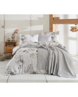 Спален комплект от 4 части с одеяло Rakla - Grey, памук ранфорс