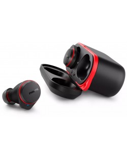 Спортни слушалки Philips - TAA7507BK/00, TWS, ANC, черни/червени
