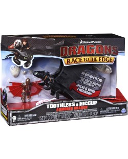 Комплект фигури Spin Master Dragons - Дракон и ездач, Хълцук с Беззъб, черен