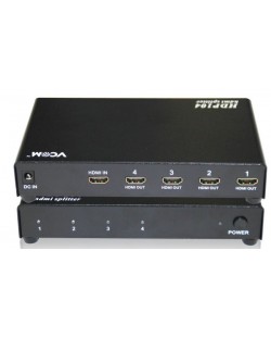 Сплитер VCom - DD414A, HDMI/ Multiplier 1x4, черен