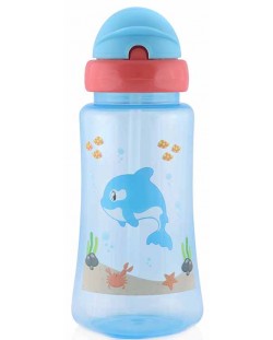 Спортна бутилка със сламка Lorelli Baby Care - 330 ml, Синя 