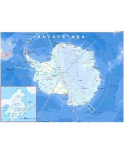Стенна ламинирана карта на Антарктида (1:20 000 000) - Global
