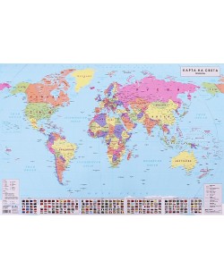 Стенна политическа карта на света (1:24 000 000, ламинат)