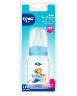 Стъклено шише Wee Baby Classic - 125 ml, с тигър и самолет