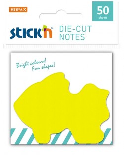 Самозалепващи листчета Stick'n - Риба, 50 броя, жълти