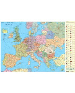 Политическа стенна карта на Европа (1:4 500 000)