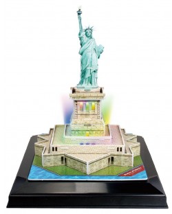 3D Пъзел Cubic Fun от 37 части и LED светлини - Statue of Liberty