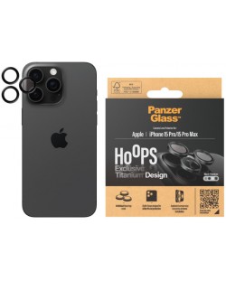 Стъклен протектор за камера PanzerGlass - Titanium Hoops, iPhone 15 Pro/15 Pro Max, черен