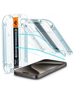 Стъклени протектори Spigen - tR EZ Fit, iPhone 15 Pro Max, 2 броя