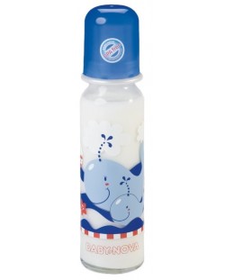 Стъклено шише Baby Nova - 250 ml, синьо