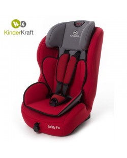 Столче за кола KinderKraft Safety Fix - Червено, с IsoFix, 9-36 kg