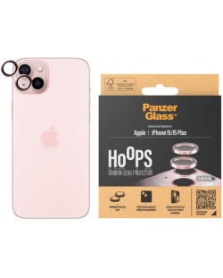 Стъклен протектор за камера PanzerGlass - Hoops, iPhone 15/15 Plus, розов