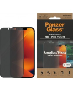 Стъклен протектор PanzerGlass - Privacy AntiBact UWF, iPhone 14/13/13 Pro