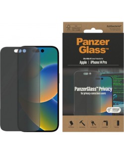 Стъклен протектор PanzerGlass - Privacy AntiBact UWF, iPhone 14 Pro