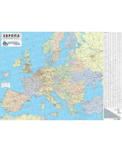 Стенна политическа карта на Европа 1:3 500 000, ламинирана - Колектив