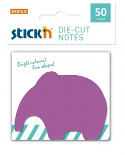 Самозалепващи листчета Stick'n - Слон, 50 броя, лилави