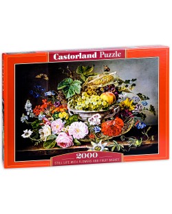 Пъзел Castorland от 2000 части - Натюрморт с плодове и цветя