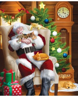 Пъзел SunsOut от 1000 части - Дядо Коледа и неговите котки, Том Ууд