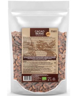 Сурови какаови зърна, цели, 1 kg, Dragon Superfoods