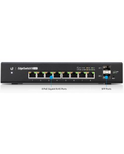 Суич Ubiquiti - EdgeSwitch 150W, 10 порта, черен