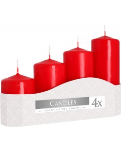 Комплект свещи Bispol Aura - Червени, 4 броя, 200 g