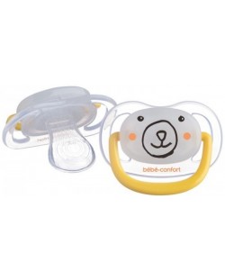 Светещи силиконови залъгалки Bebe Confort - Physio Air, 2 броя, 6-18м, Yellow Bear