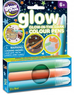 Светещи в тъмното маркери Brainstorm Glow - Цветни, 3 броя