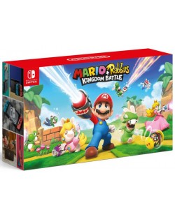 Nintendo Switch + Mario and Rabbids Kingdom Battle - Red & Blue