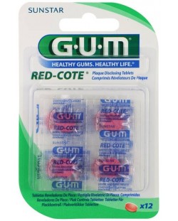 Gum Таблетки за оцветяване на зъбна плака Red-Cote, 12 броя