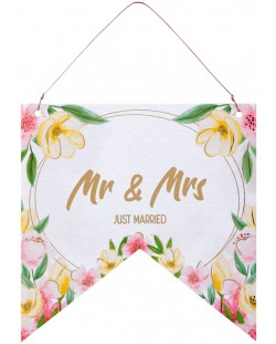 Табелка-флагче - Mr & Mrs, Just Married