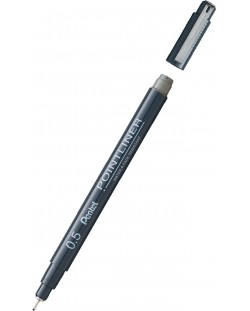 Тънкописец Pentel Pointliner - 0.5 mm, сив