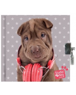 Таен дневник с катинар Paso Studio Pets –  Куче с червени слушалки