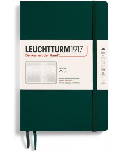 Тефтер Leuchtturm1917 Natural Colors - A5, тъмнозелен, страници на точки, меки корици