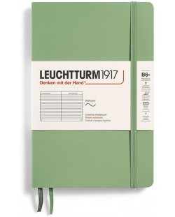 Тефтер Leuchtturm1917 Paperback - B6+, светлозелен, линиран, меки корици