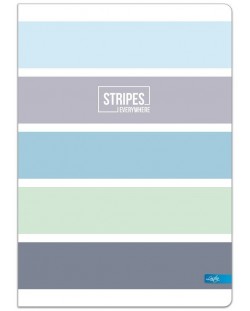 Тетрадка Lastva Stripes - А5, 96 листа, широки редове, с 2 полета, асортимент