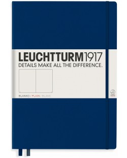 Тефтер Leuchtturm1917 Master Classic - А4+, бели страници, син