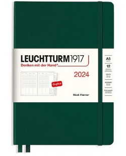 Тефтер Leuchtturm1917 Weekly Planner - A5, зелен, 2024
