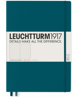 Тефтер Leuchtturm1917 Master Slim - А4+, страници на точки, Pacific Green